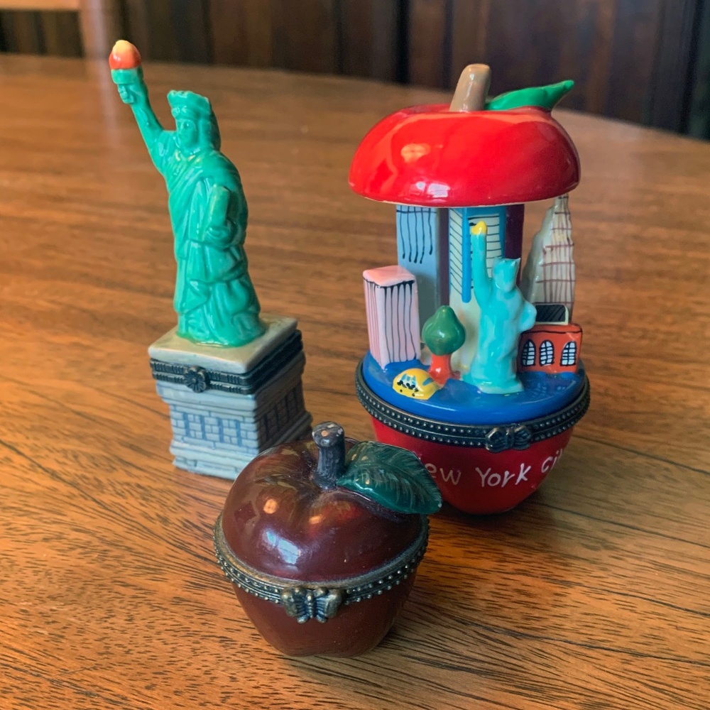 BUNDLE OF 3 Trinket Boxes "Big Apple, New York City" Theme